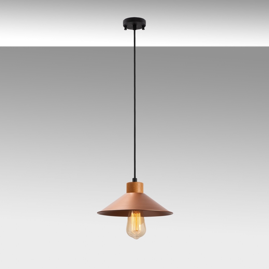 Pendellampa på sladd MANAVGAT 1xE27/40W/230V koppar/brun