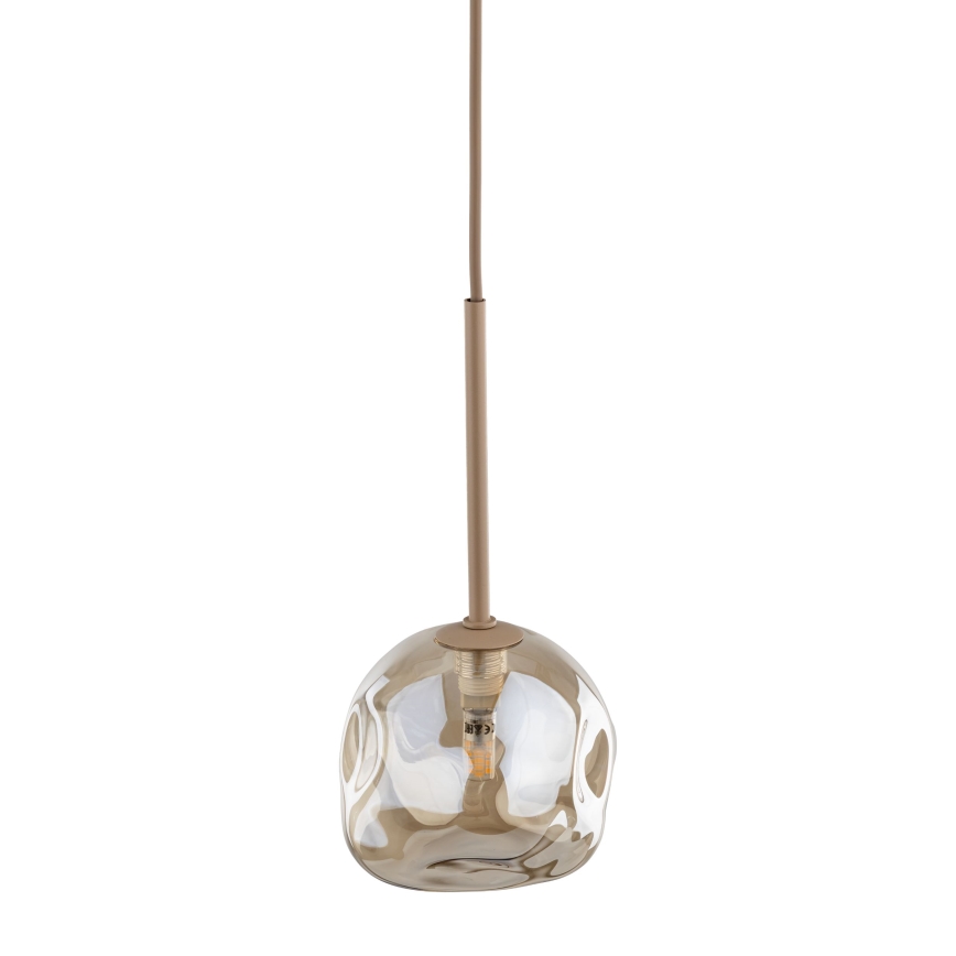 Pendellampa på vajer LAVA 1xG9/8W/230V beige/rökfärgad beige