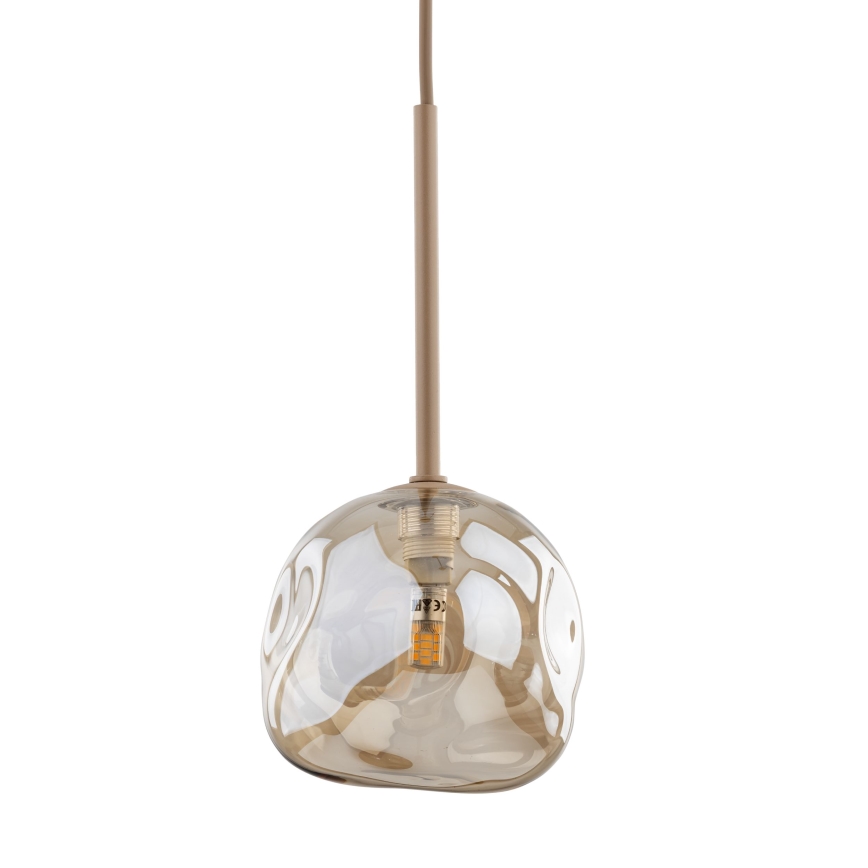 Pendellampa på vajer LAVA 1xG9/8W/230V beige/rökfärgad beige