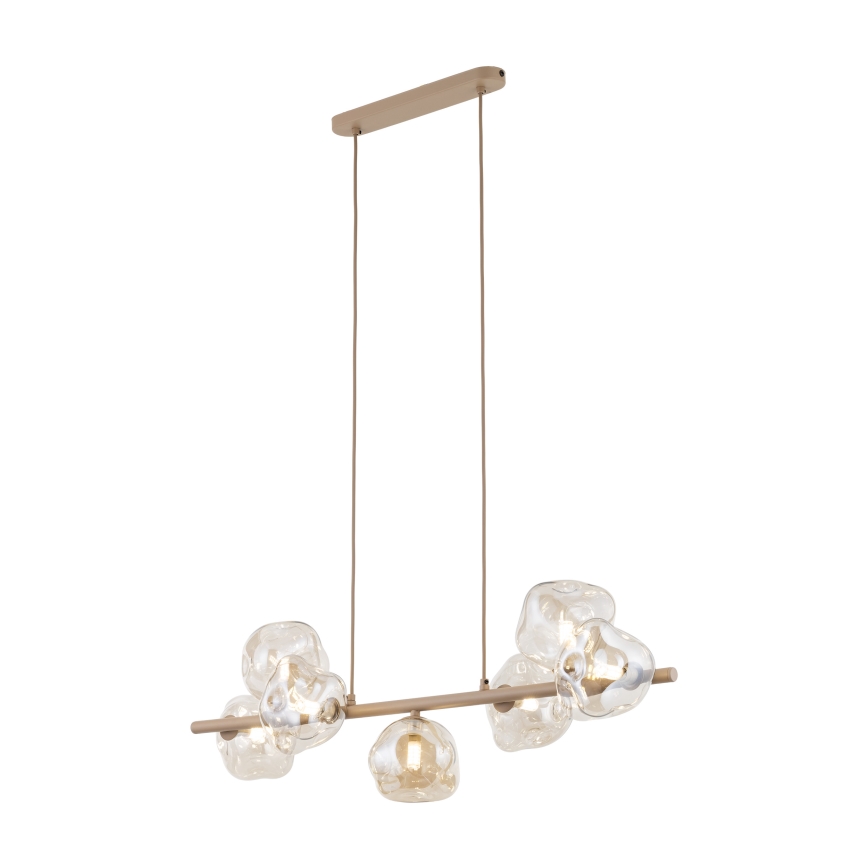 Pendellampa på vajer LAVA 7xG9/8W/230V beige/rökfärgad beige