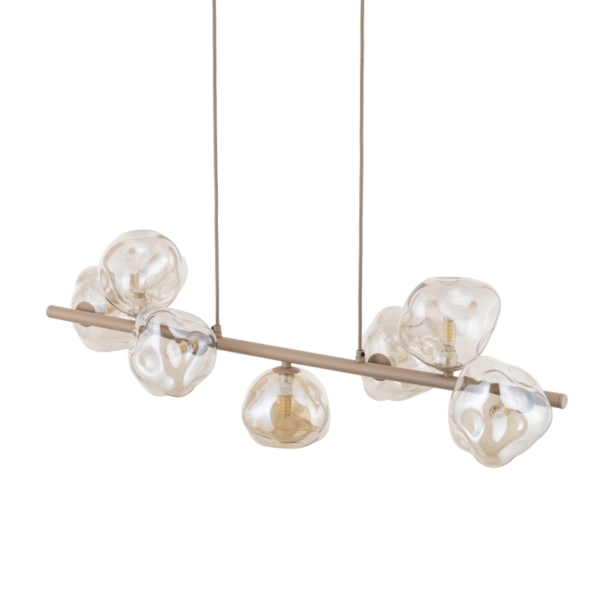 Pendellampa på vajer LAVA 7xG9/8W/230V beige/rökfärgad beige