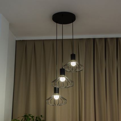 Pendellampa SOLANO 3xE27/15W/230V svart/guld