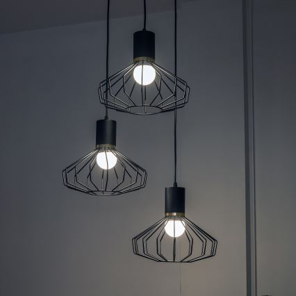 Pendellampa SOLANO 3xE27/15W/230V svart/guld