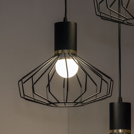 Pendellampa SOLANO 3xE27/15W/230V svart/guld