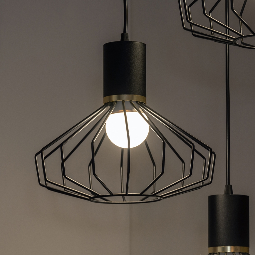 Pendellampa SOLANO 3xE27/15W/230V svart/guld