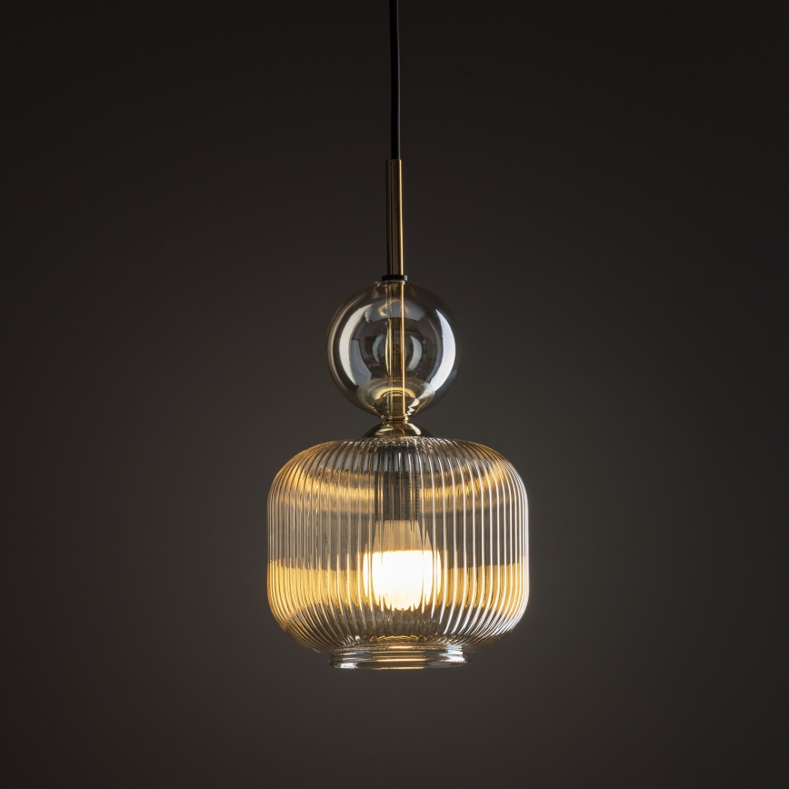 Pendellampa SOPHIA på vajer 1xE14/10W/230V svart/rökbeige