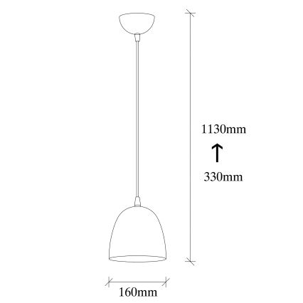 Pendellampa TATTOO med sladd, 1xE27/40W/230V, Ø 16 cm, svart