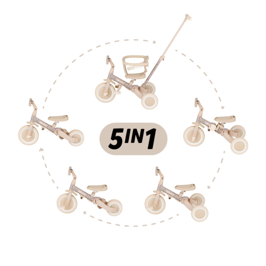 PETITE&MARS - 5-i-1 barntrehjuling TURBO LIMITED Pink Meadow