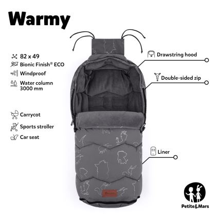 PETITE&MARS - Baby footmuff 4in1 WARMY svart