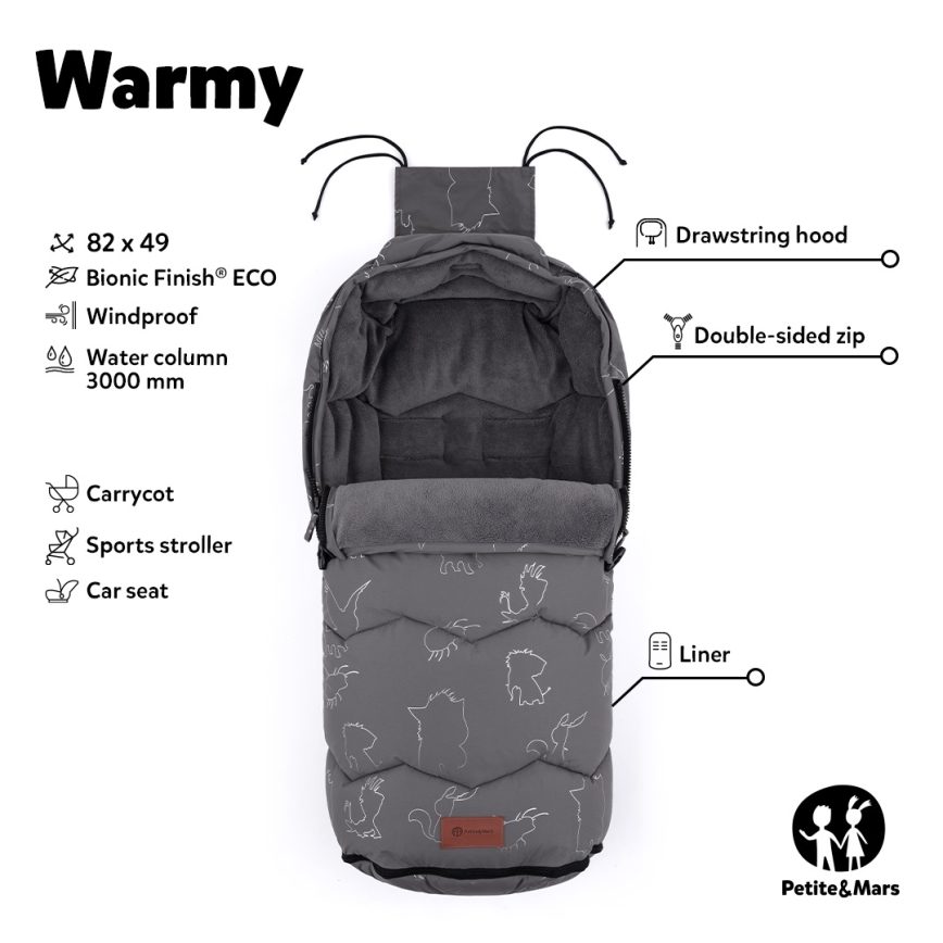 PETITE&MARS - Baby footmuff 4in1 WARMY svart