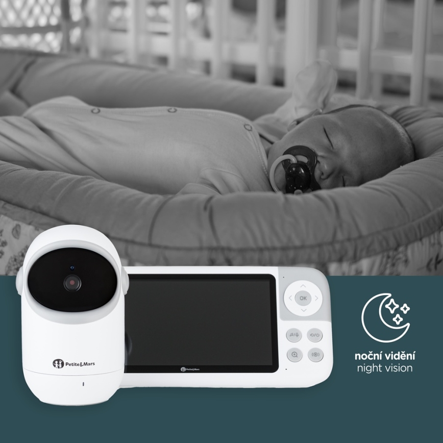 PETITE&MARS - Babymonitor med skärm EVE 5.0 3,8 V 3050 mAh