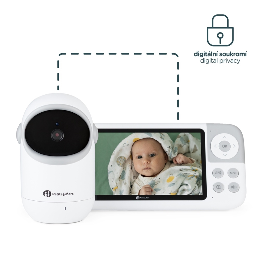 PETITE&MARS - Babymonitor med skärm EVE 5.0 3,8 V 3050 mAh