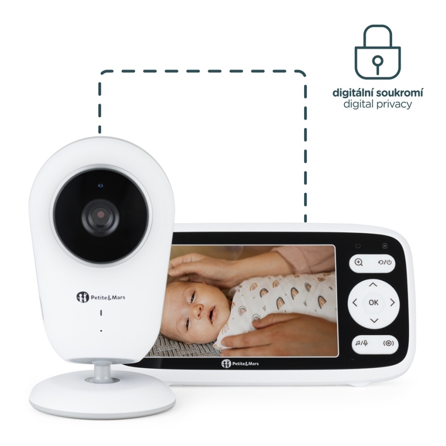 PETITE&MARS - Babyvakt med monitor NANO 4.0 3,7V 1760 mAh