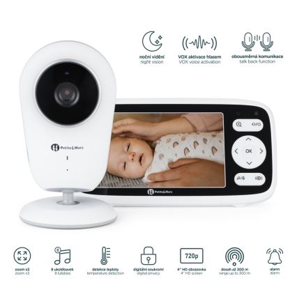 PETITE&MARS - Babyvakt med monitor NANO 4.0 3,7V 1760 mAh