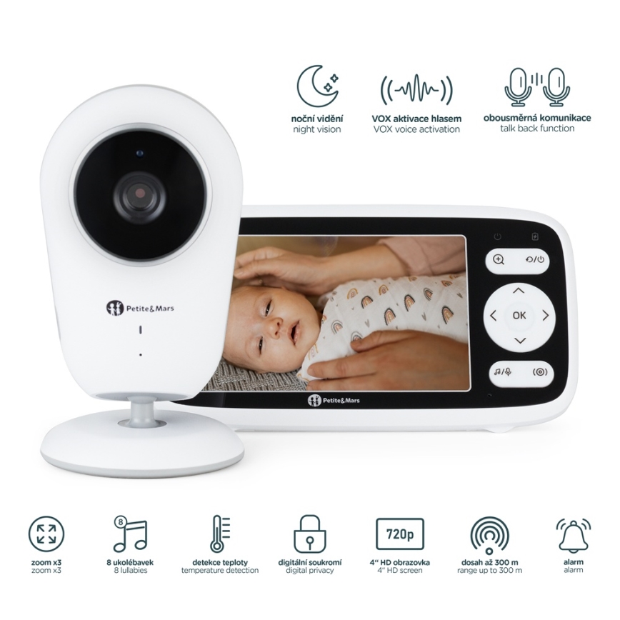 PETITE&MARS - Babyvakt med monitor NANO 4.0 3,7V 1760 mAh