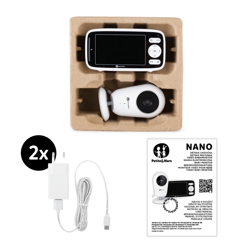 PETITE&MARS - Babyvakt med monitor NANO 4.0 3,7V 1760 mAh