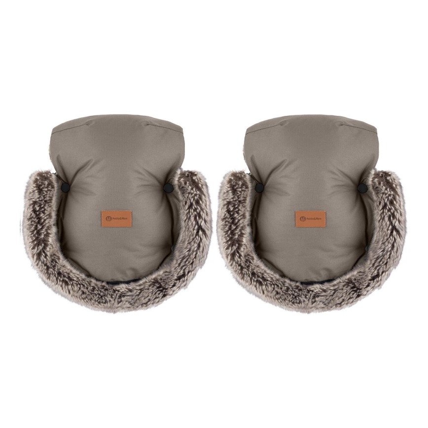PETITE&MARS - Handmuff för barnvagn FURRY Mocha Mousse