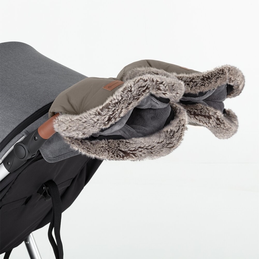 PETITE&MARS - Handmuff för barnvagn FURRY Mocha Mousse