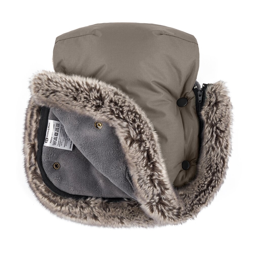 PETITE&MARS - Handmuff för barnvagn FURRY Mocha Mousse