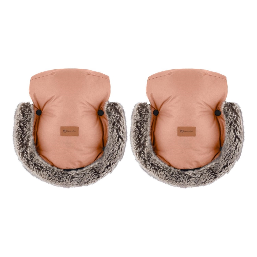 PETITE&MARS - Handmuff för barnvagn FURRY Pastel Peach