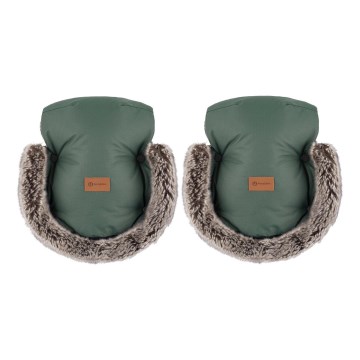 PETITE&MARS - Handmuff för barnvagn FURRY Veritable Khaki