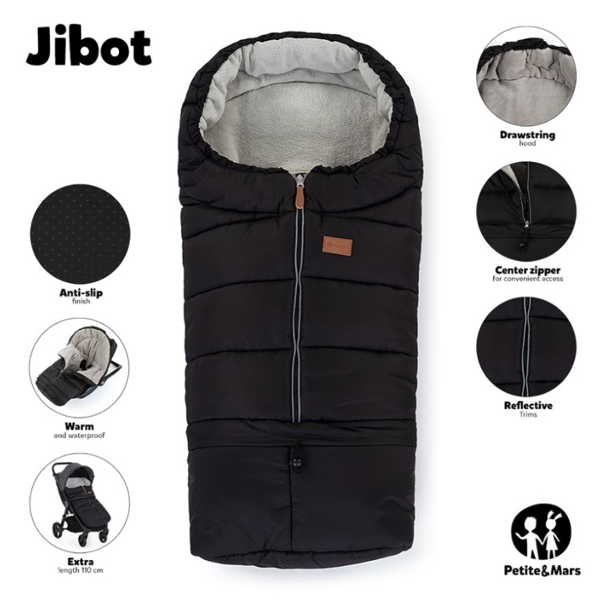 PETITE&MARS - KIT Åkpåse 03.01.2001 JIBOT + handmuff för barnvagn brun