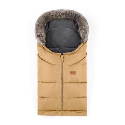 PETITE&MARS - KIT Baby åkpåse 4i1 ARCTIC + handmuff för barnvagn FURRY Elegant Caramel