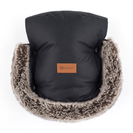 PETITE&MARS - KIT Baby åkpåse 4i1 ARCTIC + handmuff för barnvagn FURRY Forever Black
