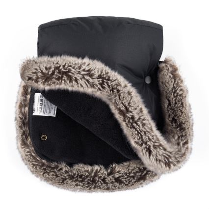 PETITE&MARS - KIT Baby åkpåse 4i1 ARCTIC + handmuff för barnvagn FURRY Forever Black