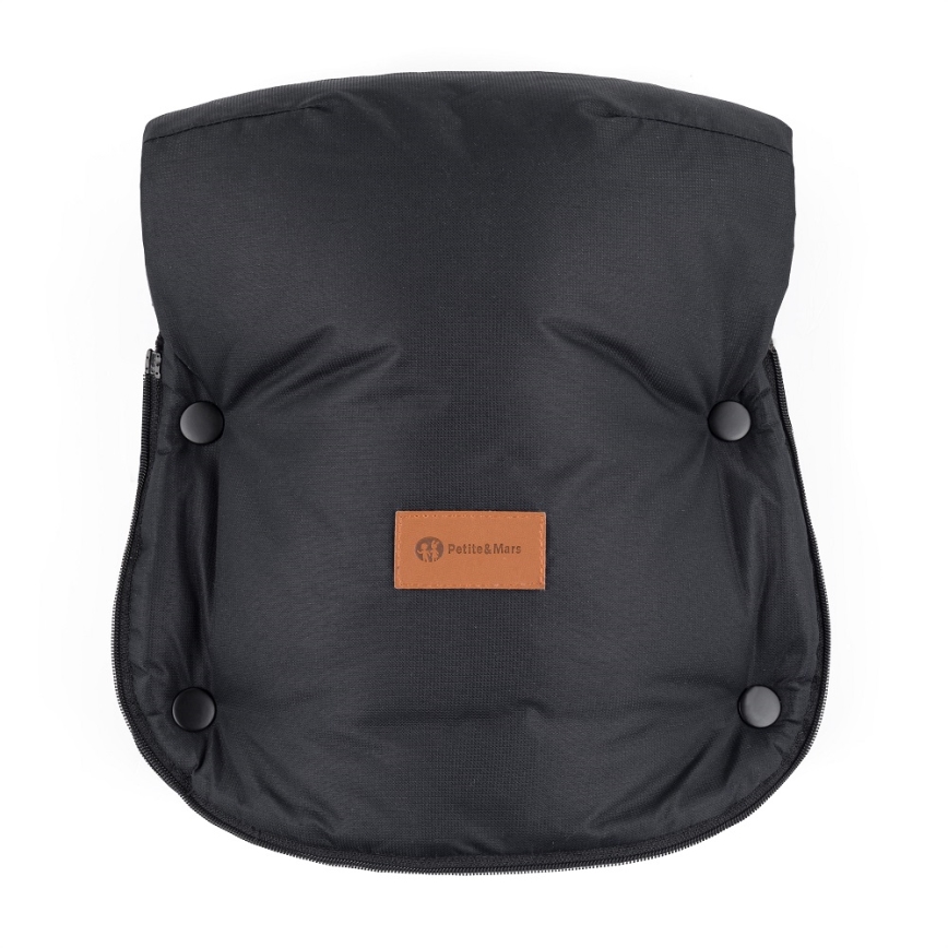 PETITE&MARS - KIT Baby åkpåse 4i1 ARCTIC + handmuff för barnvagn FURRY Forever Black