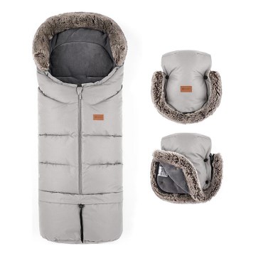 PETITE&MARS-KIT Baby åkpåse 4i1 ARCTIC + handmuff för barnvagn FURRY Champagne Shower