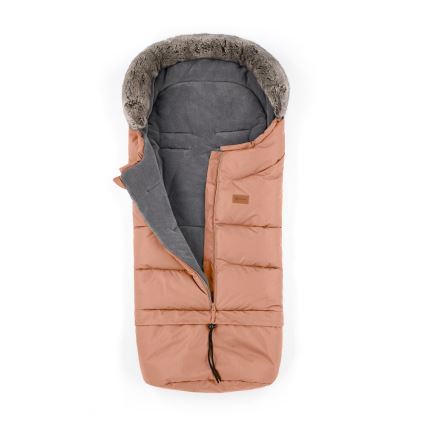 PETITE&MARS - KIT Baby åkpåse 4i1 ARCTIC + handmuff för barnvagn FURRY Pastel Peach