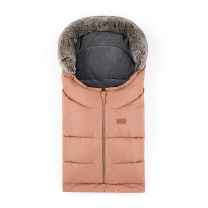 PETITE&MARS - KIT Baby åkpåse 4i1 ARCTIC + handmuff för barnvagn FURRY Pastel Peach