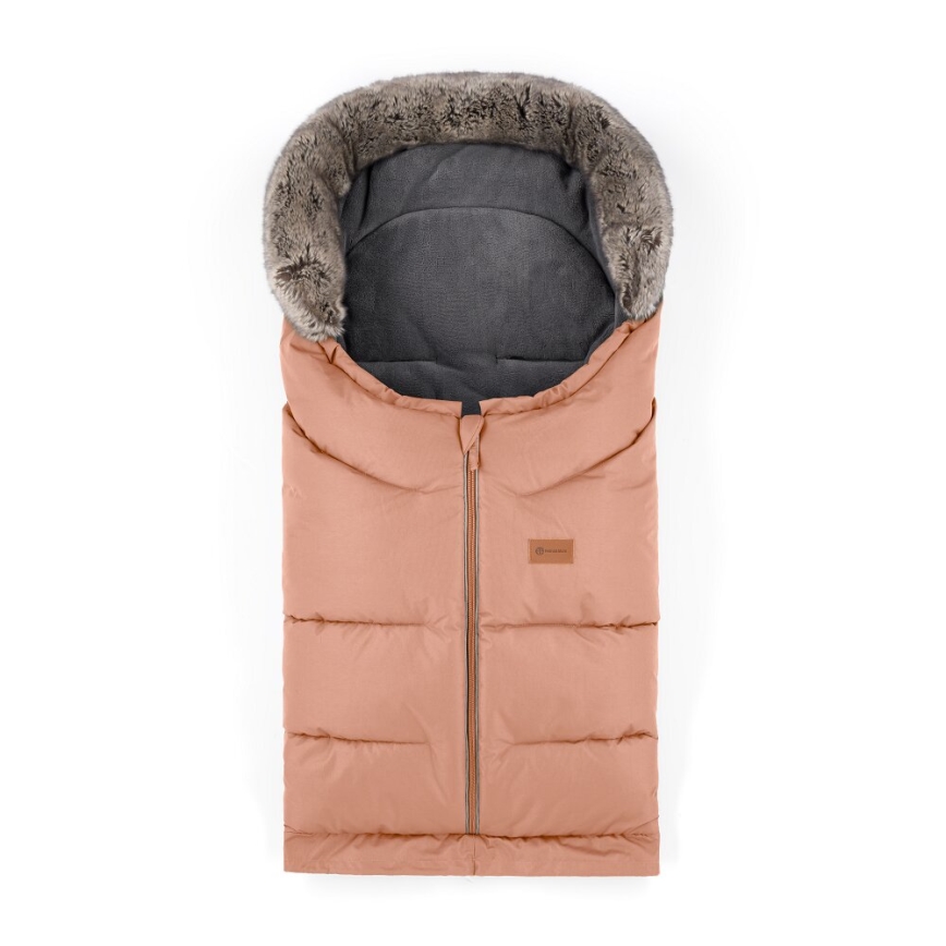 PETITE&MARS - KIT Baby åkpåse 4i1 ARCTIC + handmuff för barnvagn FURRY Pastel Peach