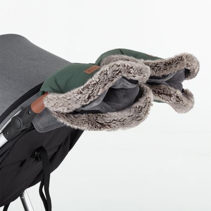 PETITE&MARS - KIT Baby åkpåse 4i1 ARCTIC + handmuff för barnvagn FURRY Veritable Khaki