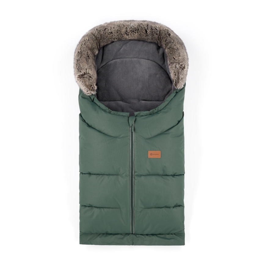 PETITE&MARS - KIT Baby åkpåse 4i1 ARCTIC + handmuff för barnvagn FURRY Veritable Khaki