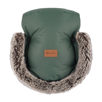 PETITE&MARS - KIT Baby åkpåse 4i1 ARCTIC + handmuff för barnvagn FURRY Veritable Khaki