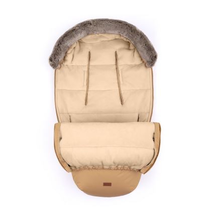 PETITE&MARS - KIT Baby åkpåse 4i1 COMFY + handmuff för barnvagn FURRY Elegant Caramel
