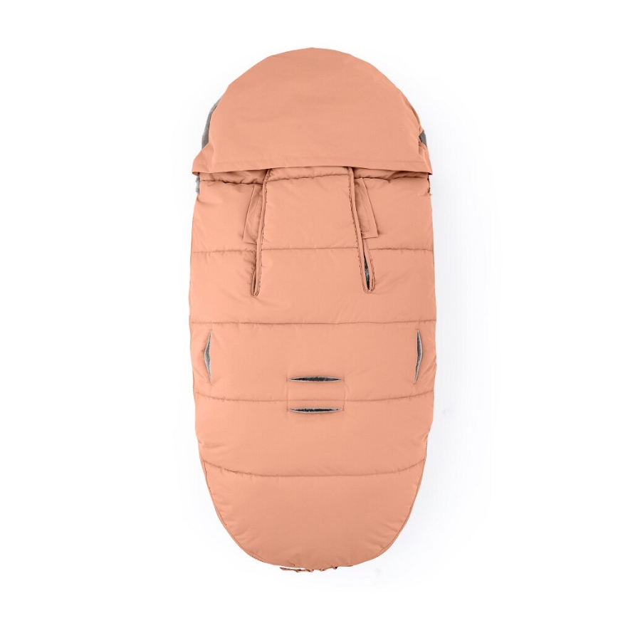 PETITE&MARS - KIT Baby åkpåse 4i1 COMFY + handmuff för barnvagn FURRY Pastel Peach