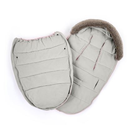 PETITE&MARS - KIT Baby åkpåse 4i1 COMFY + handmuff för barnvagn FURRY Pastel Peach