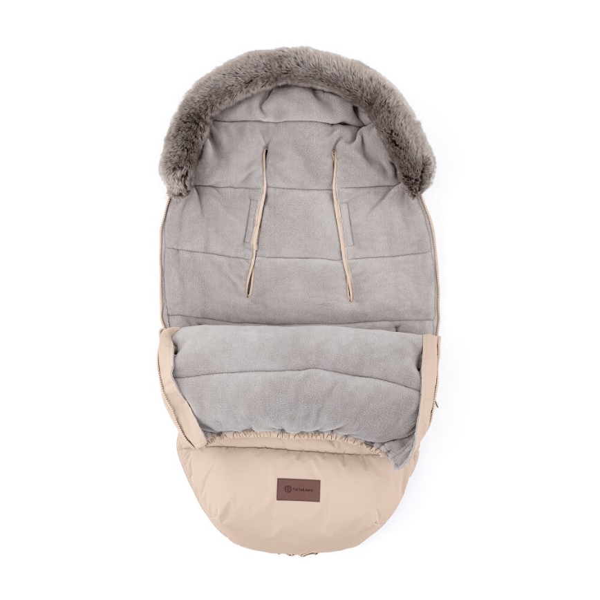 PETITE&MARS - KIT Baby åkpåse 4i1 COMFY + handmuff för barnvagn FURRY Ros Petal