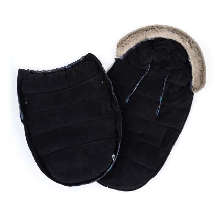 PETITE&MARS - KIT Baby åkpåse 4i1 COMFY Stylish Beauty + handmuff för barnvagn FURRY Forever Black