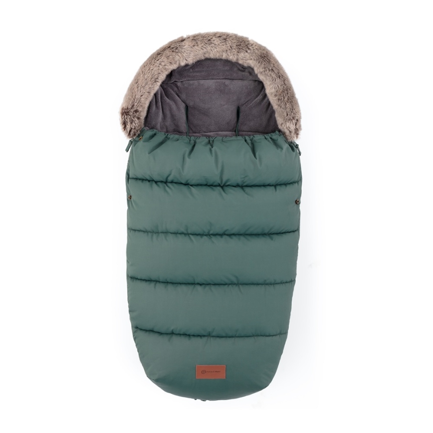 PETITE&MARS - SET Åkpåse 4-i-1 COMFY + handmuffar till barnvagn FURRY Khaki