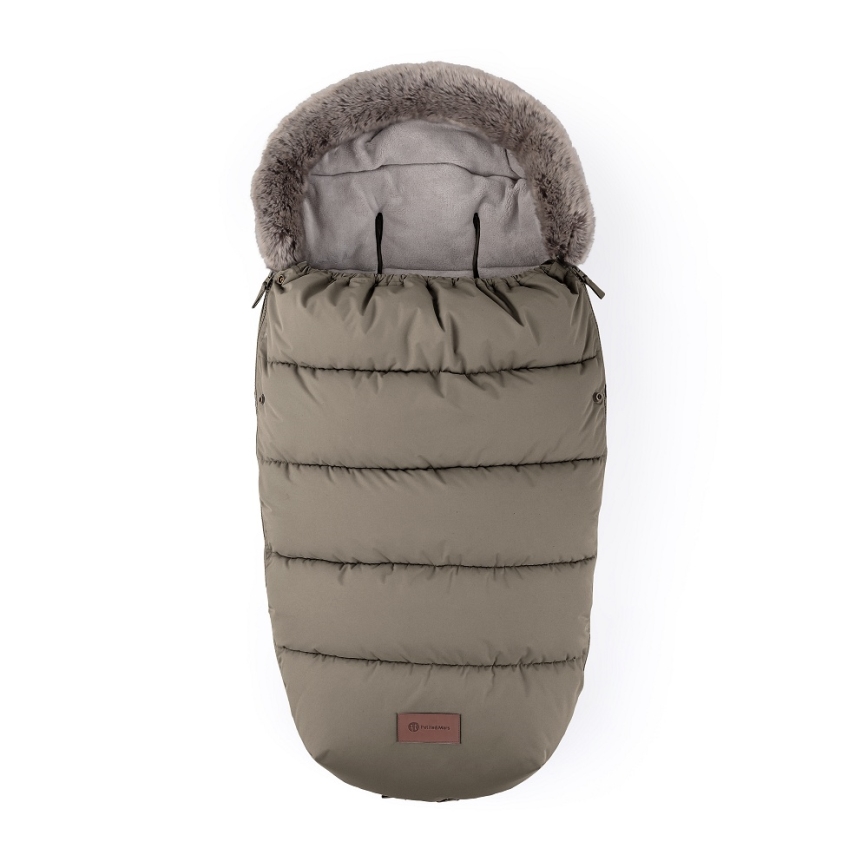PETITE&MARS - SET Barnåkpåse 4-i-1 COMFY + handvärmare till barnvagn FURRY Mocha Mousse