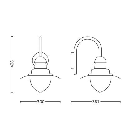 Philips 01652/30/PN - Utomhus Väggbelysning RAINDROP 1xE27/60W/230V IP44