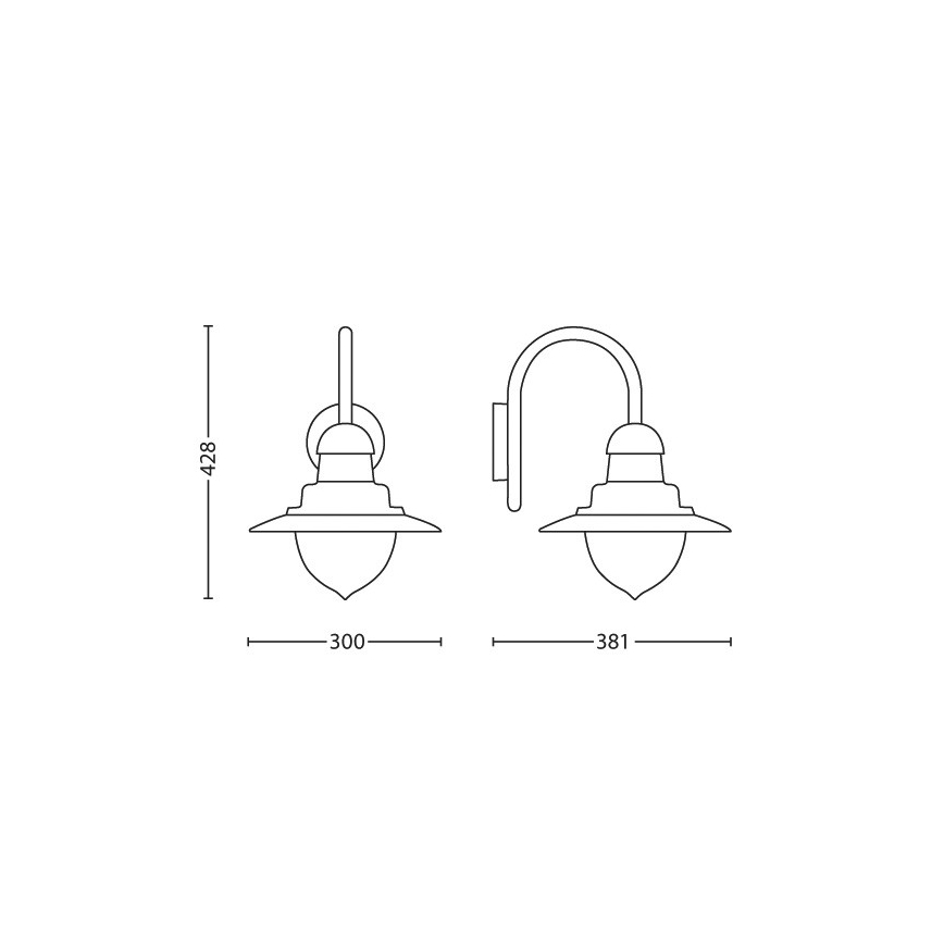 Philips 01652/30/PN - Utomhus Väggbelysning RAINDROP 1xE27/60W/230V IP44