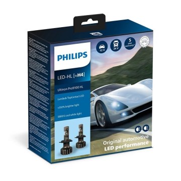 Philips 11342U91X2 - SET 2x LED-bilglödlampa Ultinon 9100 H4 P43t-38/13,2W/12/24V 5800K