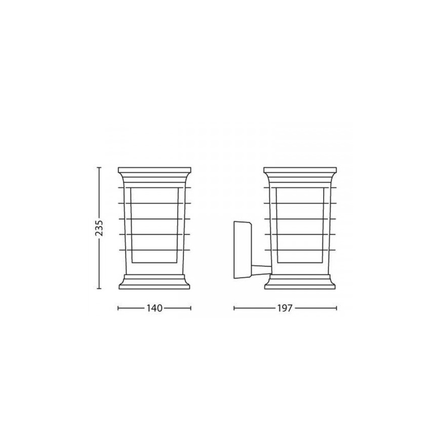 Philips 15280/54/PN - LED utomhus vägglampa MyGarden PATIO 1xE27/60W/230V IP44