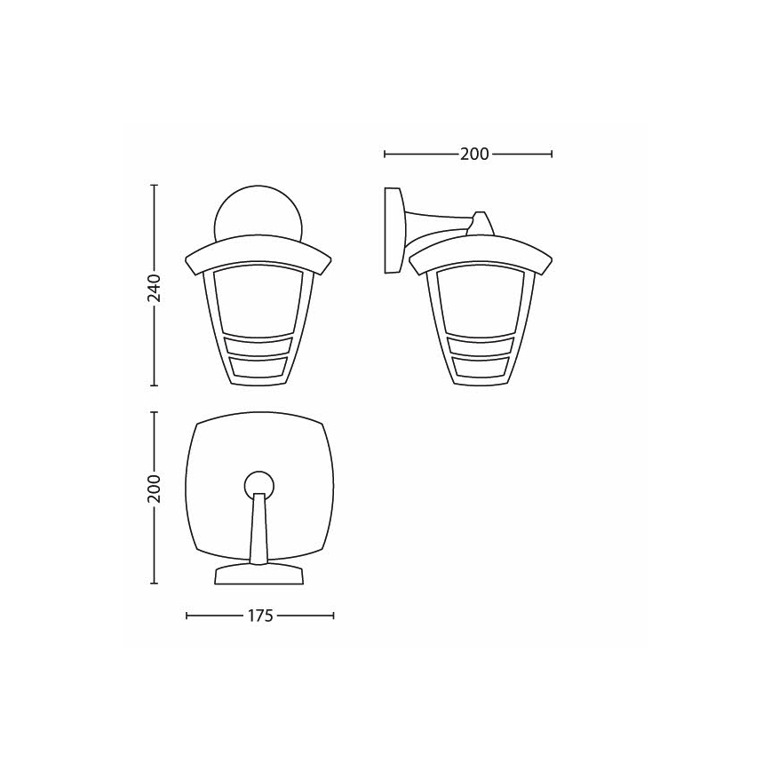 Philips 15381/31/16 - Utomhus Väggbelysning CREEK 1xE27/60W/230V IP44