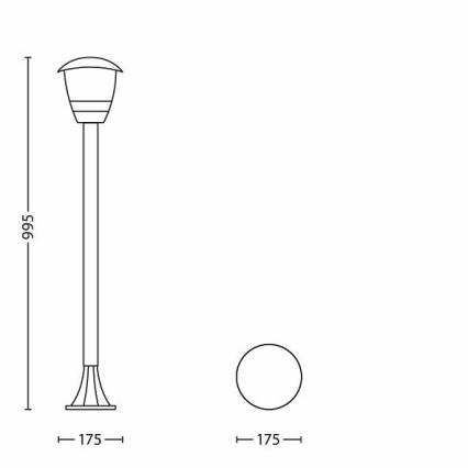 Philips 15383/30/16 - Utomhuslampa MYGARDEN CREEK 1xE27/60W/230V svart